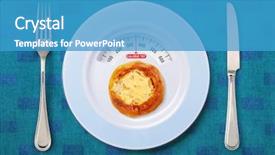  Presentation with white plate - Audience pleasing PPT layouts consisting of food intake - view of calorie tot backdrop and a teal colored foreground