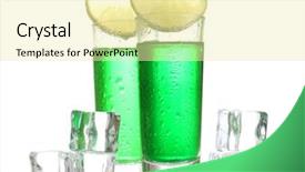  Presentation with glass of whiskey ice - Beautiful PPT layouts featuring food intoxication - glasses of absinthe ice backdrop and a  colored foreground