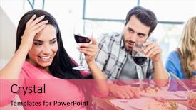  Presentation with looking glass - Presentation theme enhanced with food intoxication - man looking drunk woman background and a coral colored foreground