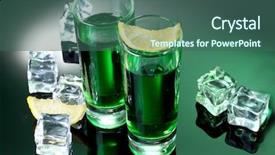  Presentation with food ice - Presentation theme enhanced with food intoxication - two glasses of absinthe lemon background and a ocean colored foreground