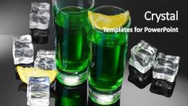  Presentation with glass of whiskey ice - Slides featuring food intoxication - two glasses of absinthe lemon background and a dark gray colored foreground
