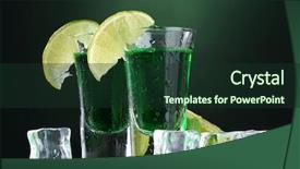  Presentation with glass of whiskey ice - Slide set enhanced with food intoxication - two glasses of absinthe lime background and a tawny brown colored foreground