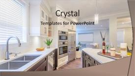  Presentation with clean house - PPT theme enhanced with food investment - modern bright clean kitchen interior background and a light gray colored foreground