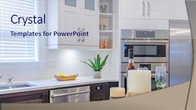  Presentation with clean house - Cool new slide deck with food investment - modern bright clean kitchen interior backdrop and a  colored foreground