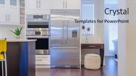  Presentation with clean house - PPT theme enhanced with food investment - modern bright clean kitchen interior background and a light blue colored foreground