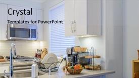  Presentation with clean house - Audience pleasing PPT theme consisting of food investment - modern bright clean kitchen interior backdrop and a  colored foreground