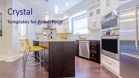  Presentation with clean house - Slides consisting of food investment - modern bright clean kitchen interior background and a lemonade colored foreground