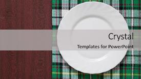  Presentation with white plate - Slide deck featuring food invitation ready to serve background and a light gray colored foreground