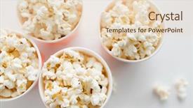  Presentation with junk food - PPT layouts enhanced with popcorn in disposable paper cup background and a lemonade colored foreground