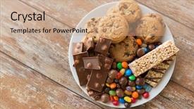  Presentation with junk food - Beautiful presentation design featuring candy - food junk-food and unhealthy eating backdrop and a coral colored foreground