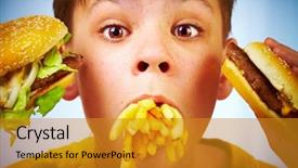  Presentation with mouth - Presentation theme with food kids - boy with meal background and a gold colored foreground