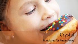  Presentation with special education cute kid - Colorful PPT theme enhanced with food kids - cute kid girl eating sweet backdrop and a coral colored foreground