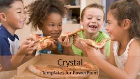  Presentation with young children - Theme consisting of food kids - four young children indoors eating background and a coral colored foreground