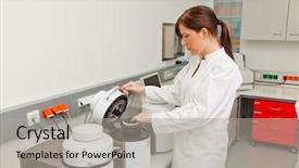  Presentation with food poisoning - Audience pleasing PPT layouts consisting of food poisoning - woman in laboratory research research backdrop and a light gray colored foreground