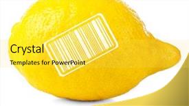  Presentation with barcode - Theme having food label - fresh lemon with barcode isolated background and a yellow colored foreground