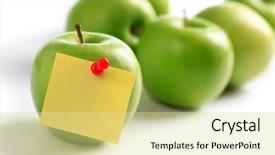  Presentation with notepaper - Audience pleasing theme consisting of food label - green apples and notepaper backdrop and a blonde colored foreground