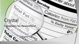  Presentation with can nutrition information - Beautiful PPT layouts featuring food label - nutrition information under a magnifying backdrop and a light gray colored foreground