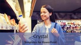  Presentation with consumerism - Slide deck consisting of food label - sale shopping consumerism and people background and a ocean colored foreground