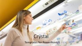  Presentation with product - Beautiful PPT theme featuring food label - young woman taking a product backdrop and a  colored foreground