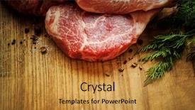  Presentation with gmo free meat - Presentation enhanced with food lamb - close up raw fresh meat background and a gold colored foreground