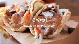  Presentation with greek - Audience pleasing presentation theme consisting of food lamb - greek gyros with tzatziki sauce backdrop and a red colored foreground