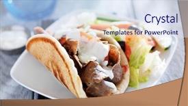  Presentation with greek - Cool new presentation design with food lamb - gyro with greek salad backdrop and a sky blue colored foreground