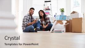  Presentation with new home - PPT theme enhanced with food latino - couple celebrating moving into new background and a lemonade colored foreground