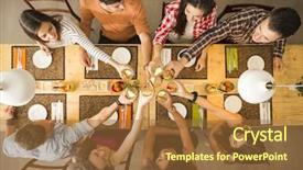  Presentation with restaurant toasting - PPT layouts having food latino - group of people toasting background and a tawny brown colored foreground