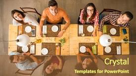  Presentation with restaurant toasting - Audience pleasing theme consisting of food latino - group of people toasting backdrop and a tawny brown colored foreground