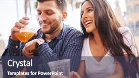  Presentation with outdoor patio - Cool new slide deck with food latino - hispanic couple drinking beer backdrop and a tawny brown colored foreground