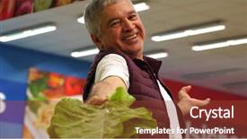  Presentation with cabbage - Cool new theme with food latino - mature man showing cabbage backdrop and a tawny brown colored foreground