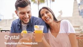  Presentation with romantic birthday couple celebrate - Colorful PPT theme enhanced with food latino - romantic hispanic couple drinking beer backdrop and a coral colored foreground