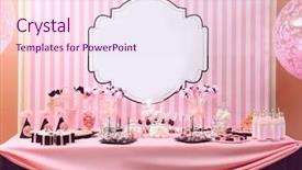  Presentation with sweets - Beautiful PPT theme featuring food law - table with tasty sweets prepared backdrop and a pink colored foreground