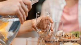  Presentation with water jug - Presentation design consisting of food-leisure-and-people-concept background and a coral colored foreground