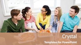  Presentation with happiness - PPT theme consisting of food leisure and happiness concept background and a coral colored foreground