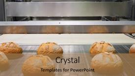  Presentation with baking - Amazing slide set having food line - image of a baking machine backdrop and a coral colored foreground