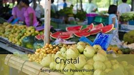  Presentation with thailand food - Slide set with food market in phuket thailand background and a yellow colored foreground