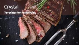  Presentation with beef steak bbq strip steak - Amazing presentation design having food meat - delicious beef steak on wooden backdrop and a tawny brown colored foreground