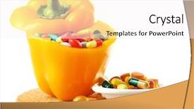  Presentation with pepper - Presentation theme featuring food medicine - orange pepper and colorful pills background and a white colored foreground