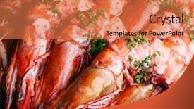 Presentation with shrimp - Audience pleasing slides consisting of food menu - boiled shrimp with parsley backdrop and a coral colored foreground