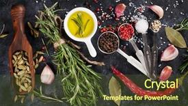  Presentation with herbs and spices - Amazing slides having food menu - herbs and spices over black backdrop and a tawny brown colored foreground