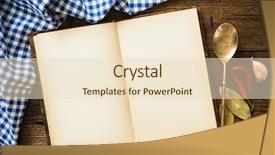  Presentation with cookbook - Audience pleasing PPT layouts consisting of food menu - open cookbook with kitchenware backdrop and a lemonade colored foreground
