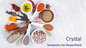  Presentation with herbs and spices - Theme enhanced with food menu board - herbs condiments and spices background and a  colored foreground