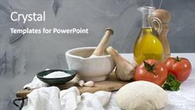  Presentation with italian food - Presentation design featuring food menu board - italian baking ingredients background and a gray colored foreground