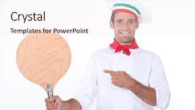  Presentation with pizza - Presentation theme with food menu board - italian chef pointing background and a  colored foreground