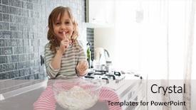  Presentation with 4 years old children and doctor - Presentation design featuring food mess - 5 years old child cooking background and a light gray colored foreground
