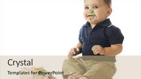  Presentation with 2nd birthday for baby boy - PPT layouts with food mess - adorable baby boy happily digging background and a  colored foreground