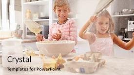  Presentation with baking - Amazing presentation theme having food mess - two children having fun baking backdrop and a lemonade colored foreground