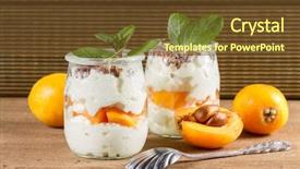  Presentation with yogurt - PPT layouts with food milk - fresh yogurt with loquats background and a tawny brown colored foreground