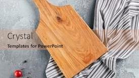  Presentation with textile - Slide set consisting of food-mockup-empty-wooden-board background and a coral colored foreground